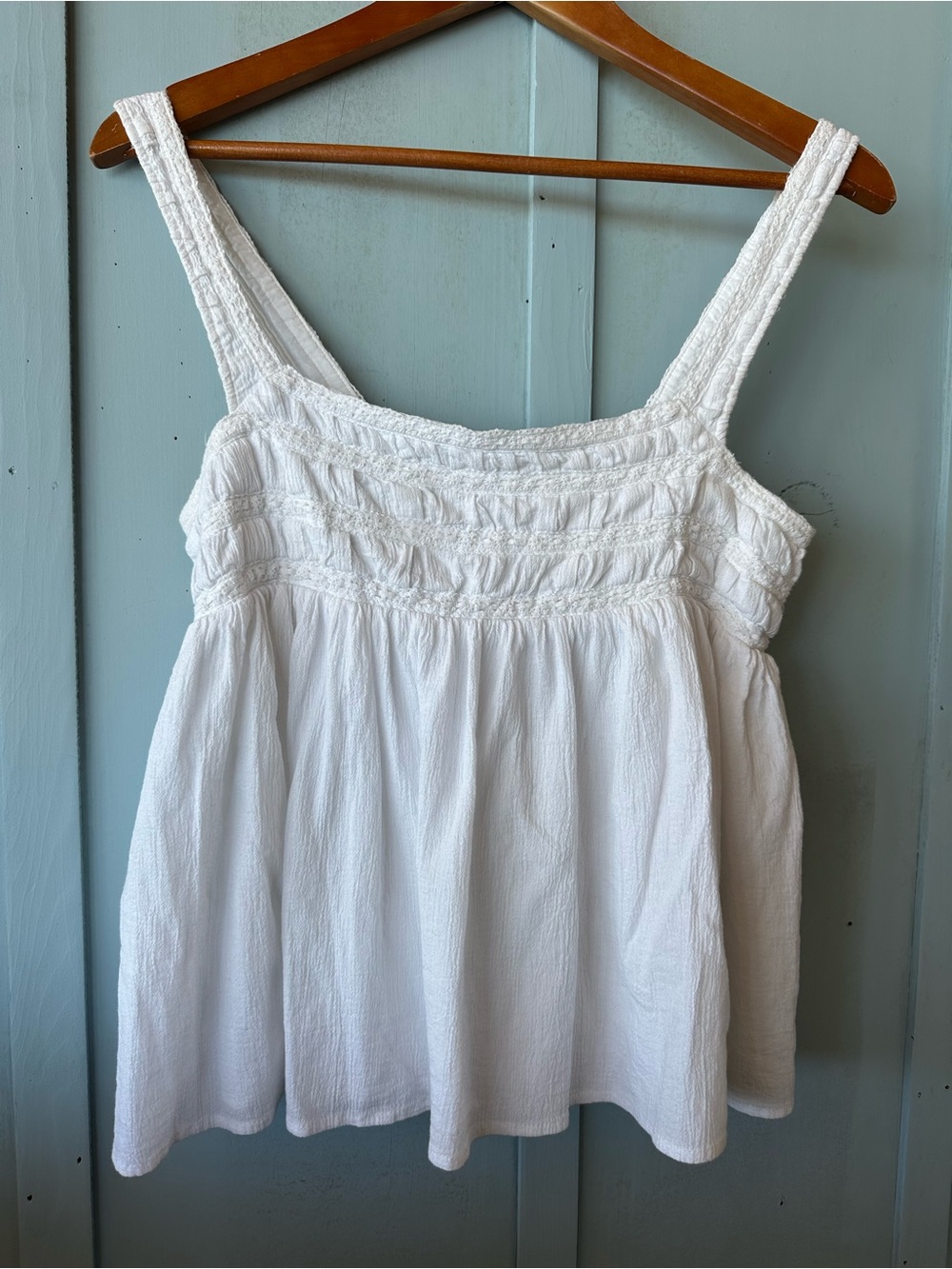 Neuflora Double Lined Smocked Square-Neck White Camisole Top Whimsy Cottage Core - Picture 3 of 10